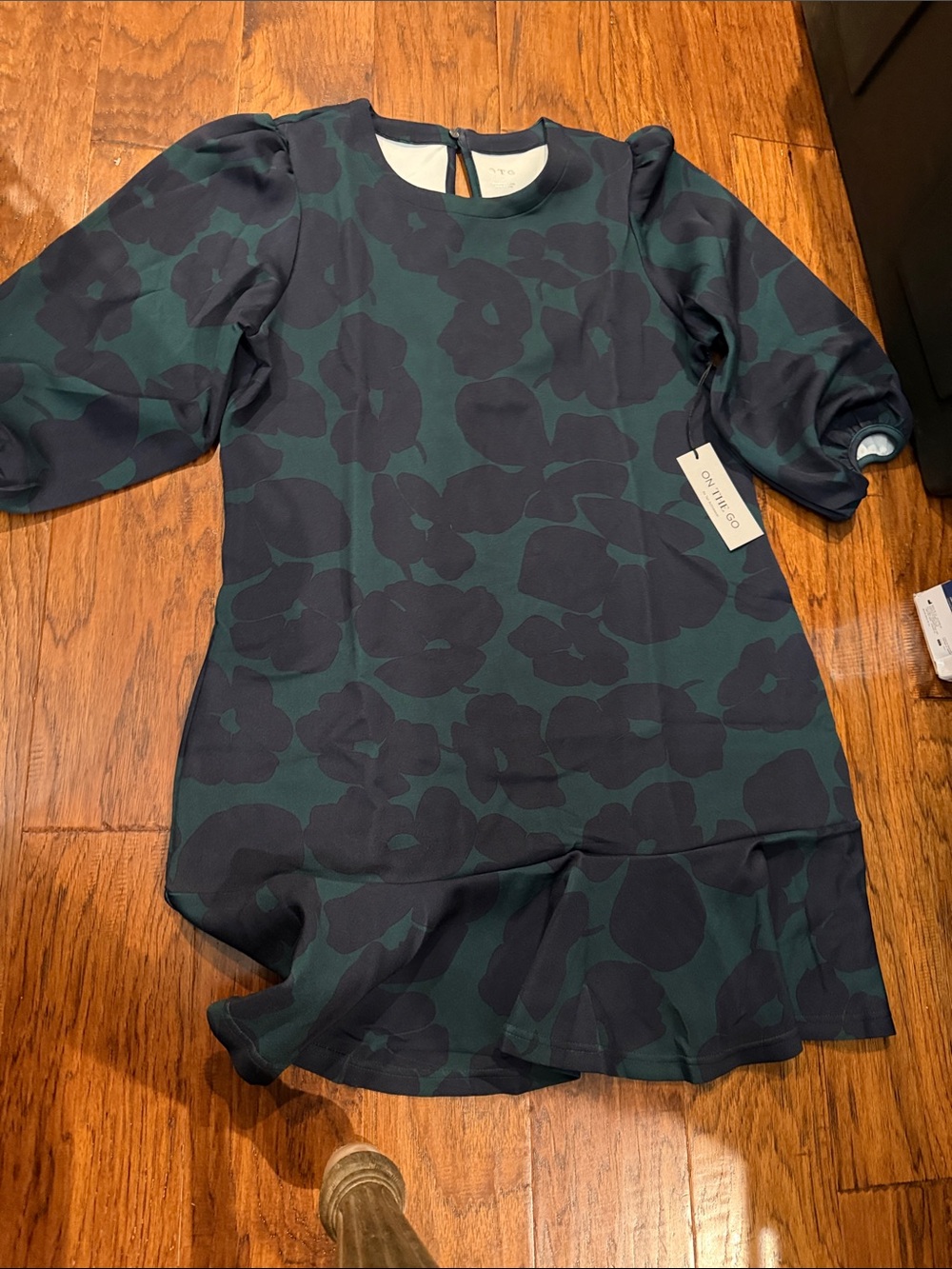 Women’s Mini Dress in Dark Green and Black Floral
